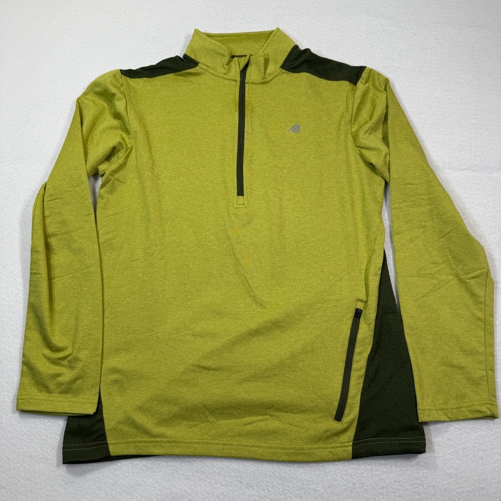 Eddie Bauer Motion 1/4 Zip Pullover Men's S Green Stretch Athletic Long Sleeve